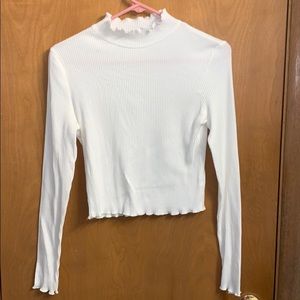 White Lettuce Hem Turtleneck